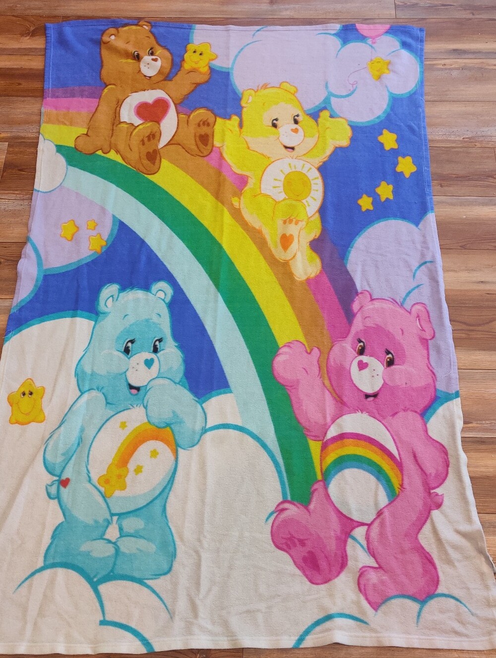 Care Bears Blanket Vintage Light Throw Cheer Wish Funshine Laugh A Lot Rainbow
